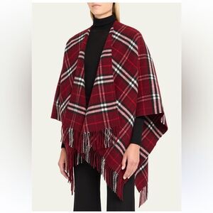 Burberry red Charlotte Check Wool-Cashmere Cape